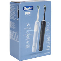 Braun Vitality Pro Duo Adulto Spazzolino rotante-oscillante Nero, Blu, Bianco, Spazzolino da denti elettrico