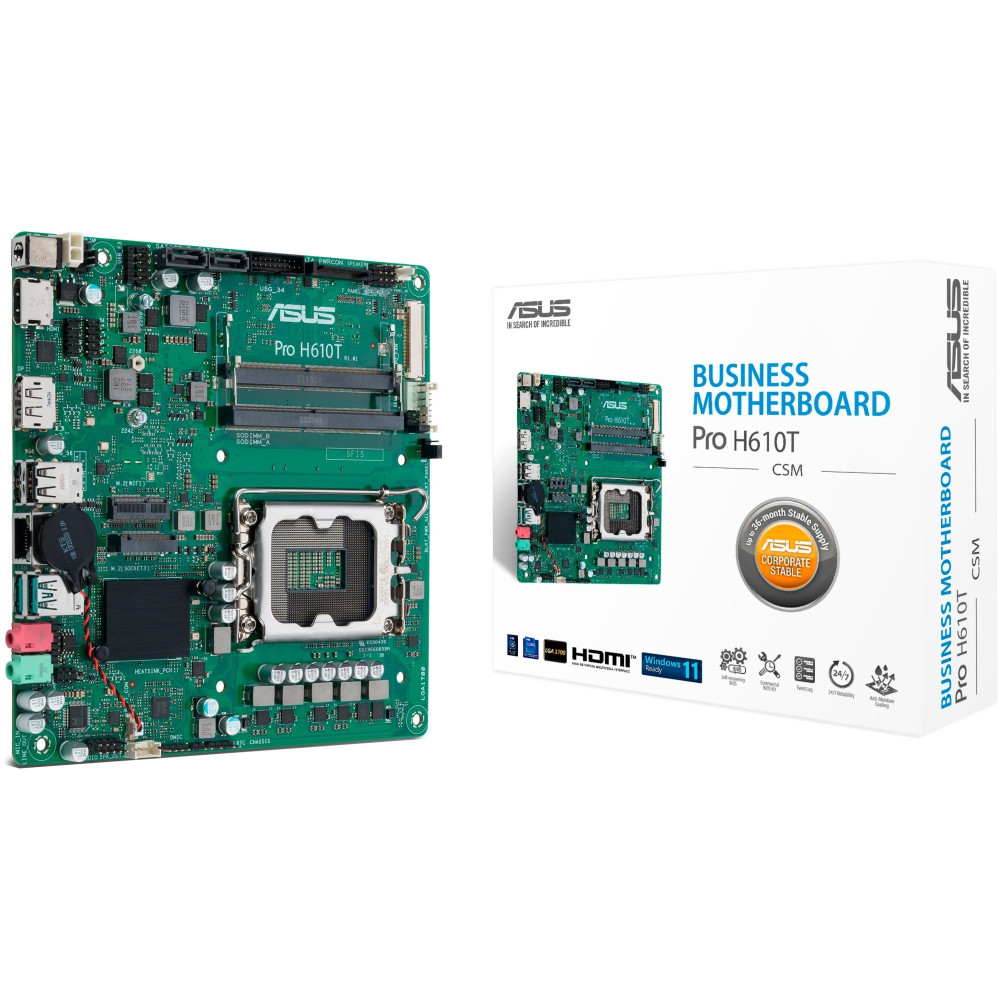 ASUS PRO H610T-CSM Intel H610 LGA 1700 Thin Mini ITX, Scheda madre