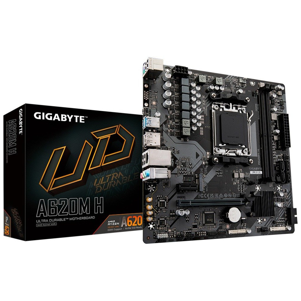 GIGABYTE A620M H Scheda madre - Supporta CPU AMD Ryzen 8000, VRM digitale 5+2+2 fasi, fino a 7200MHz DDR5 (OC), 1xPCIe 4.0 M.2, 