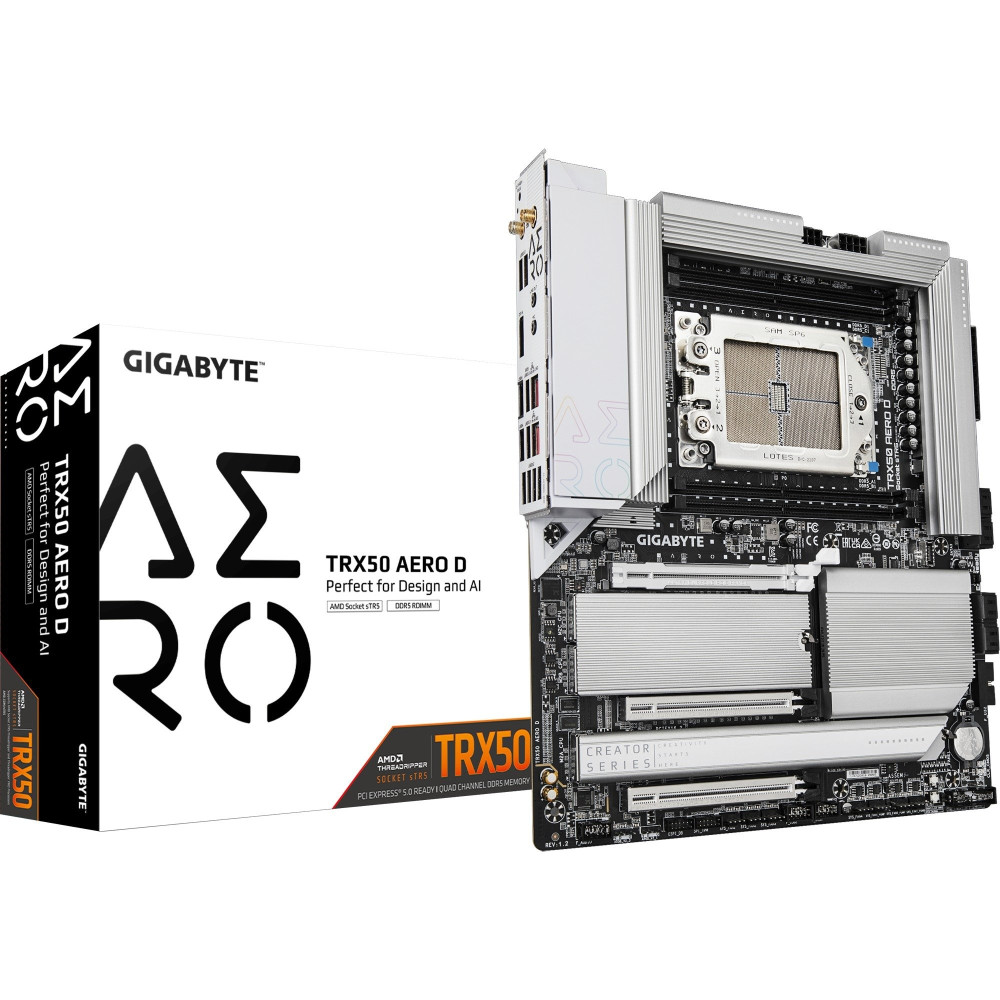 GIGABYTE TRX50 AERO D Scheda madre - Supporta AMD Ryzen Threadripper 9000 Series CPUs, 16+8+4 Phases Digital VRM, up to 7800MHz 