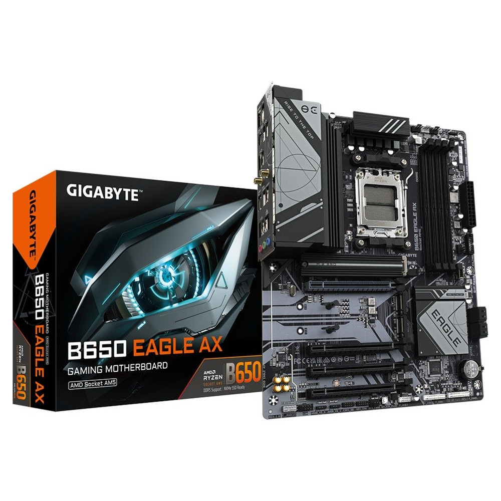 GIGABYTE B650 EAGLE AX Scheda madre - AMD Ryzen serie 9000, VRM a 12+2+2 fasi, fino a 7600 MHz DDR5 (OC), 1xPCIe 5.0 + 2xPCIe 4.