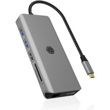 ICY BOX IB-DK4061-CPD Cablato USB 3.2 Gen 1 (3.1 Gen 1) Type-C Grigio, Docking station