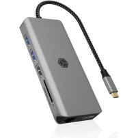 ICY BOX IB-DK4061-CPD Cablato USB 3.2 Gen 1 (3.1 Gen 1) Type-C Grigio, Docking station