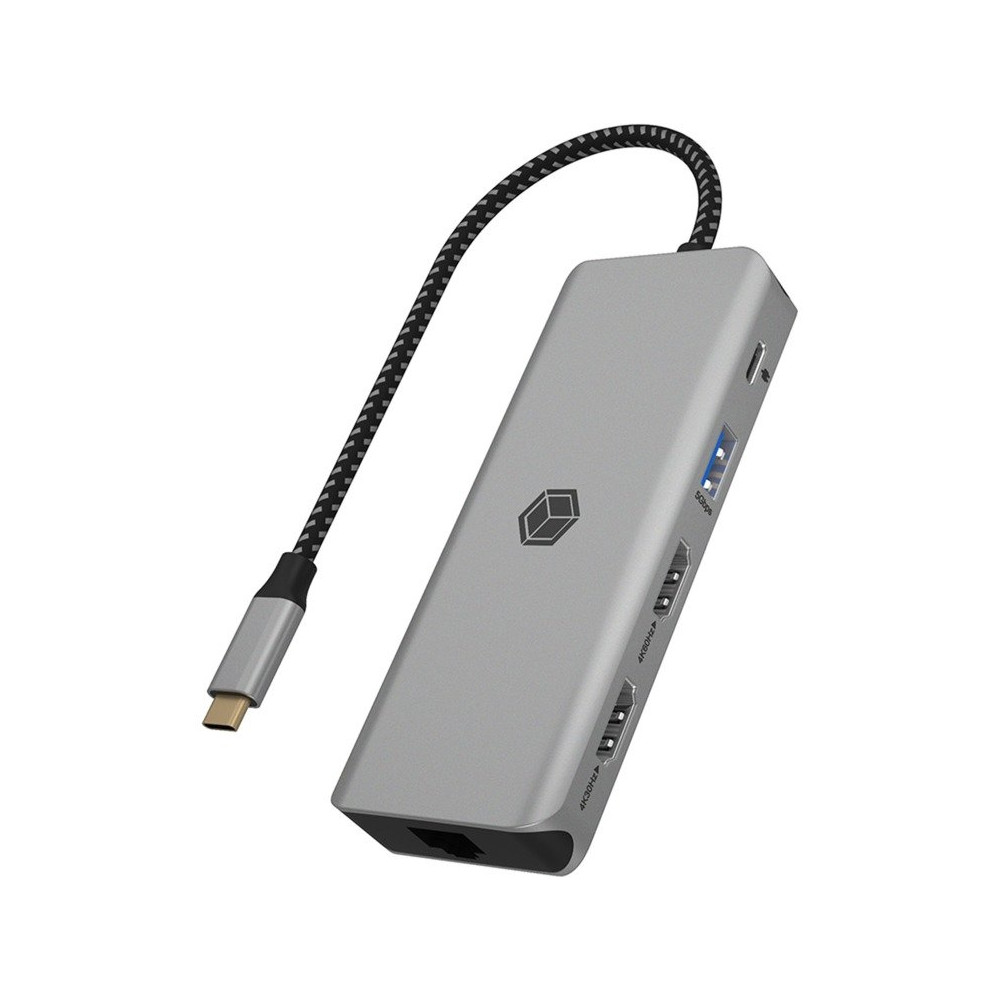 ICY BOX IB-DK4012-CPD Cablato USB 3.2 Gen 1 (3.1 Gen 1) Type-C Antracite, Nero, Docking station