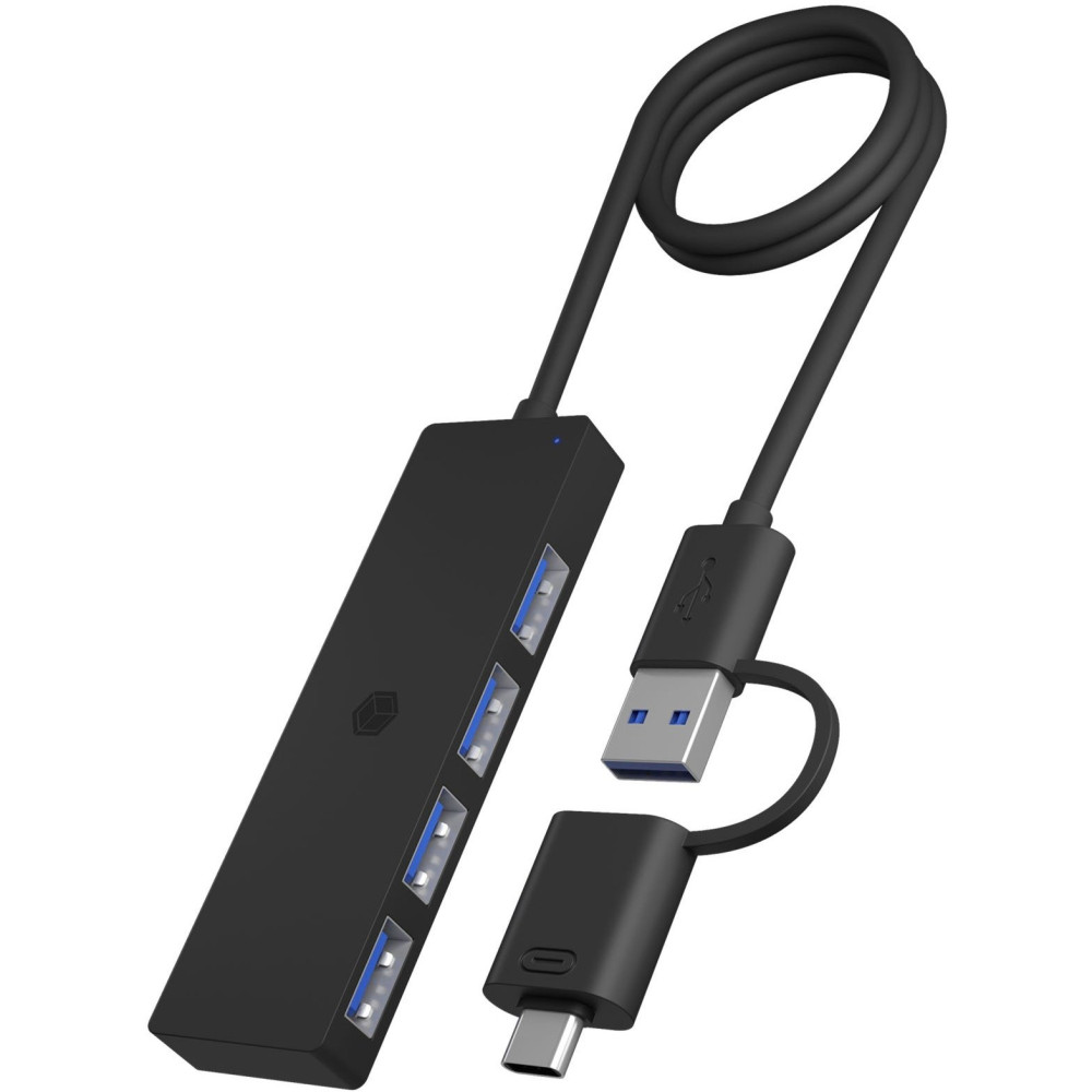 ICY BOX IB-HUB1424-C3 USB 3.2 Gen 1 (3.1 Gen 1) Type-A + Type-C 5000 Mbit/s Nero, Hub USB