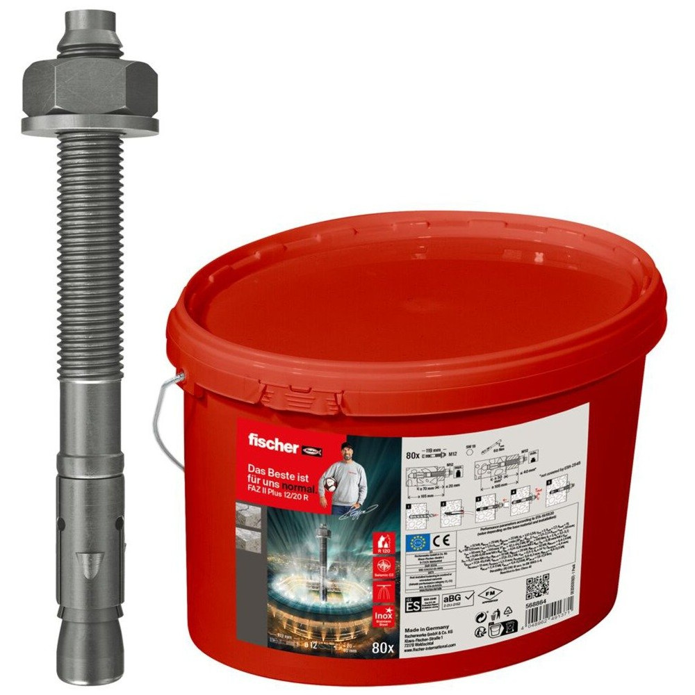 fischer Ancorante a perno FAZ II Plus 12/20 R nel secchio, Tassello