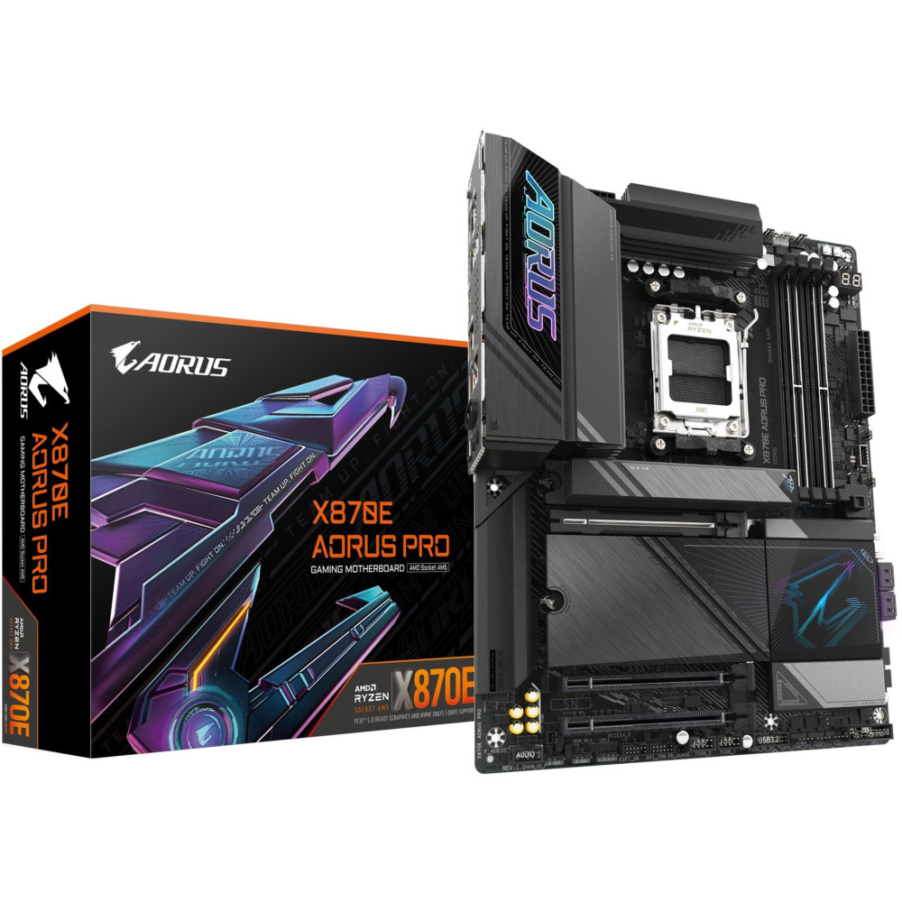 GIGABYTE X870E AORUS PRO Scheda Madre - Supporta CPU AMD Ryzen 9000, 16+2+2 fasi VRM digitali, fino a 8000MHz DDR5 (OC), 3xPCIe 