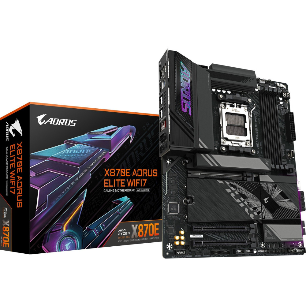 GIGABYTE X870E AORUS ELITE WIFI7 Scheda Madre - Supporta CPU AMD Ryzen 9000, 16+2+2 fasi VRM digitali, fino a 8000Hz DDR5 (OC), 