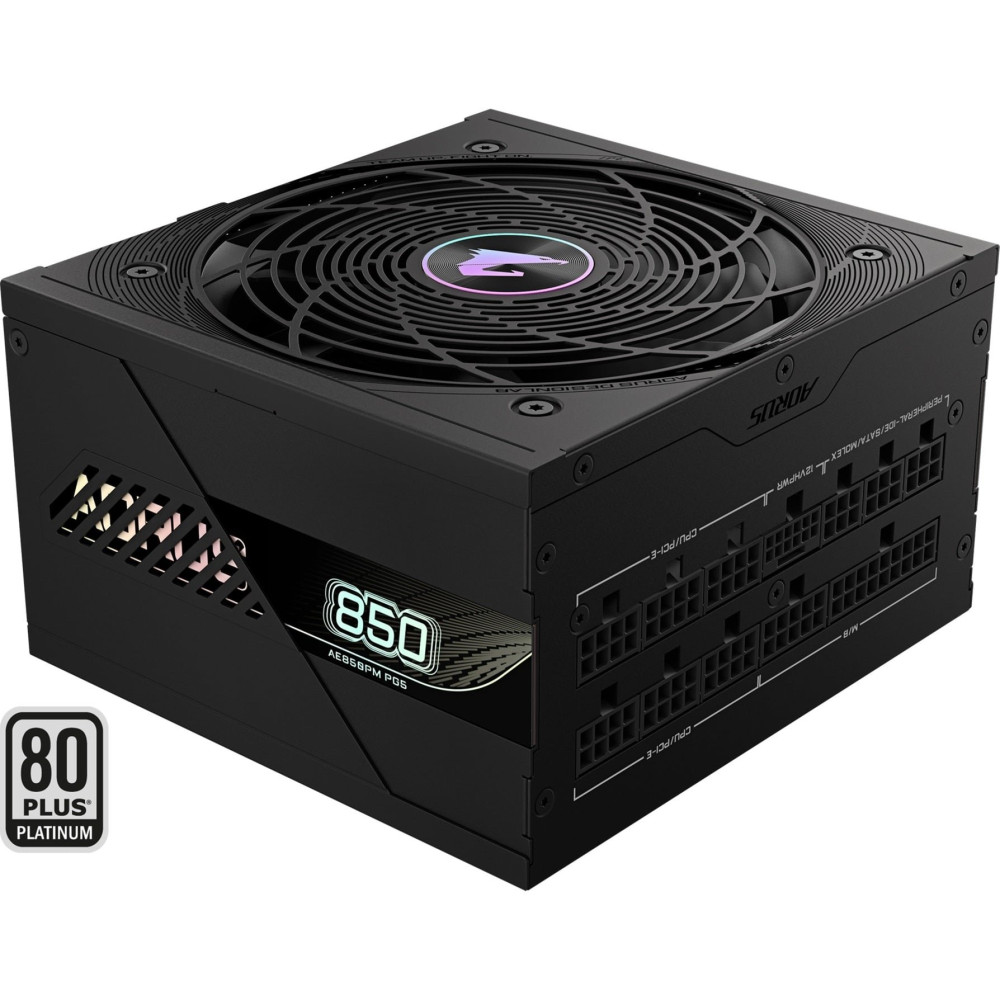 GIGABYTE AORUS ELITE P850W Alimentatore - PCIe 5.0, 80 PLUS Platinum, Design completamente modulare, Ventola da 120 mm, Compatib