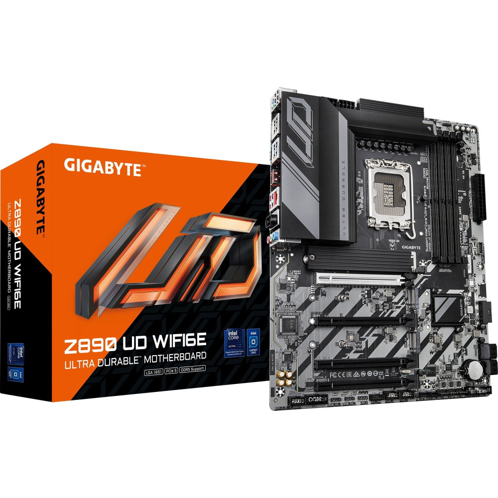 GIGABYTE Z890 UD WIFI6E Scheda Madre - Supporta CPU Intel Core Ultra (Serie 2), VRM a 12+1+2 fasi, fino a 8800MHz DDR5 (OC), 1xP