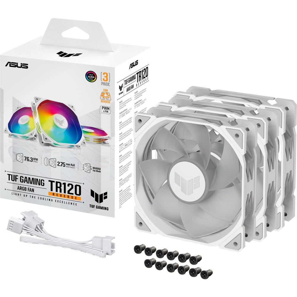 ASUS TUF GAMING TR120 ARGB REVERSE 3IN1 White Case per computer Raffreddatore d'aria 12 cm Bianco, Ventola