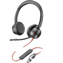 HP Poly Blackwire 8225 Stereo Microsoft Teams Certified USB-C Headset +USB-C/A Adapter Nero