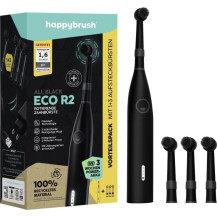 happybrush ECO R2 Allblack, Adulto, Spazzola elettrica a vibrazione, Pulizia profonda, Lucidatura, Sensitive, 8800 movimenti al 