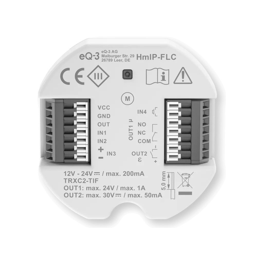 eQ-3 AG Homematic IP HmIP-FLC, telecomando, bianco, IP20, -5 - 40 ┬░C, 52 mm, 15 mm
