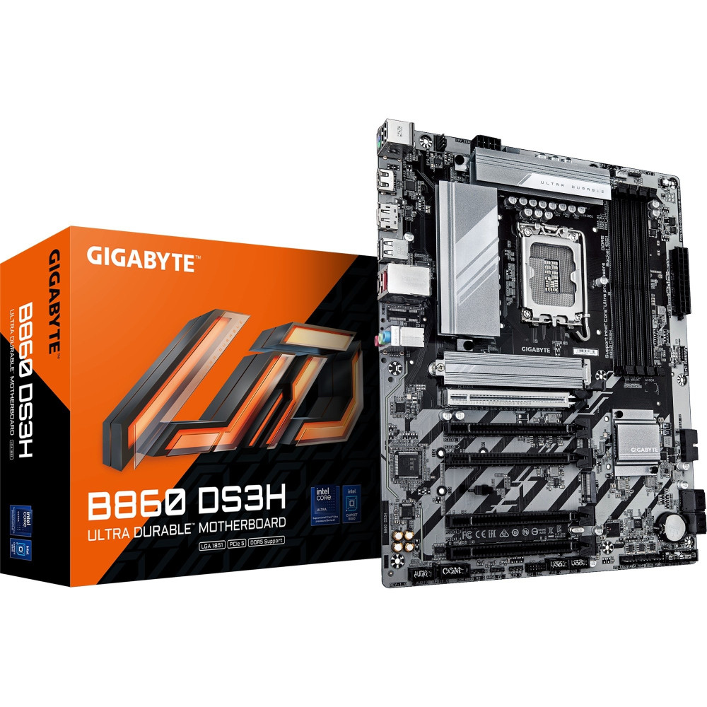 GIGABYTE B860 DS3H Scheda madre - CPU Intel Core Ultra, VRM a 8+1+2+2 fasi, fino a 9066MHz DDR5, 1xPCIe 5.0 + 1xPCIe 4.0 M.2, LA