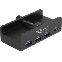 DeLOCK Hub USB esterno 5 Gbps a 4 porte 3 x USB Tipo-A e 1 x USB Tipo-C™ con vite di bloccaggio