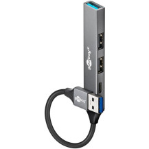 goobay Slim 4-Port USB-Hub, USB-A a USB-C/USB-A, USB 3.2 Gen 1, Hub USB