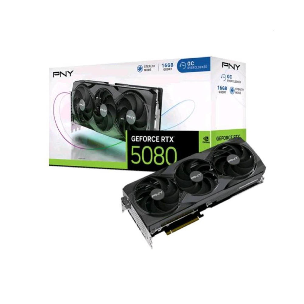 Scheda Video PNY GeForce RTX 5080 Overclocked Triple Fan GPU NVIDIA 16 GB GDDR7