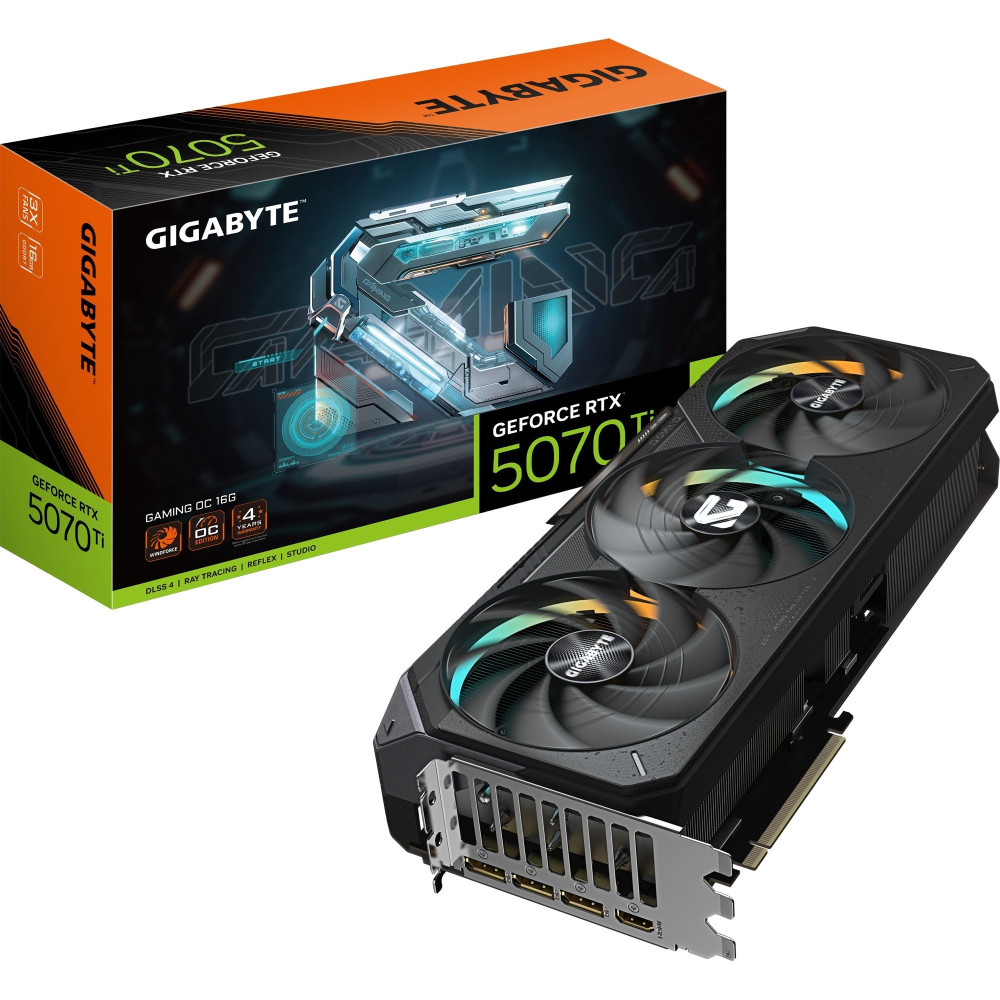 GIGABYTE GeForce RTX 5070 Ti GAMING OC 16G Scheda Grafica - 16GB GDDR7, 256 bit, PCI-E 5.0, 2588 MHz Core Clock, 3 x DP 2.1a, 1 