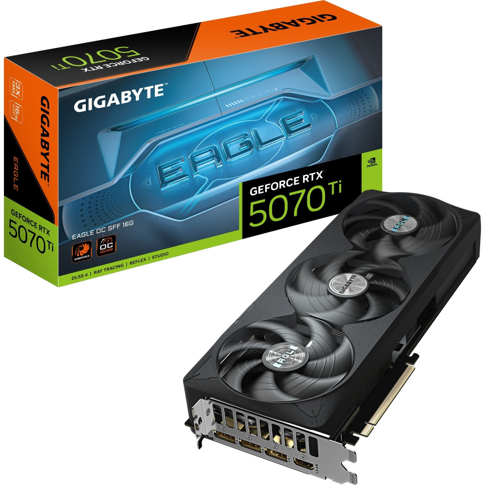 GIGABYTE GeForce RTX 5070 Ti EAGLE OC SFF 16G Scheda Grafica - 16GB GDDR7, 256 bit, PCI-E 5.0, 2542 MHz Core Clock, 3 x DP 2.1a,