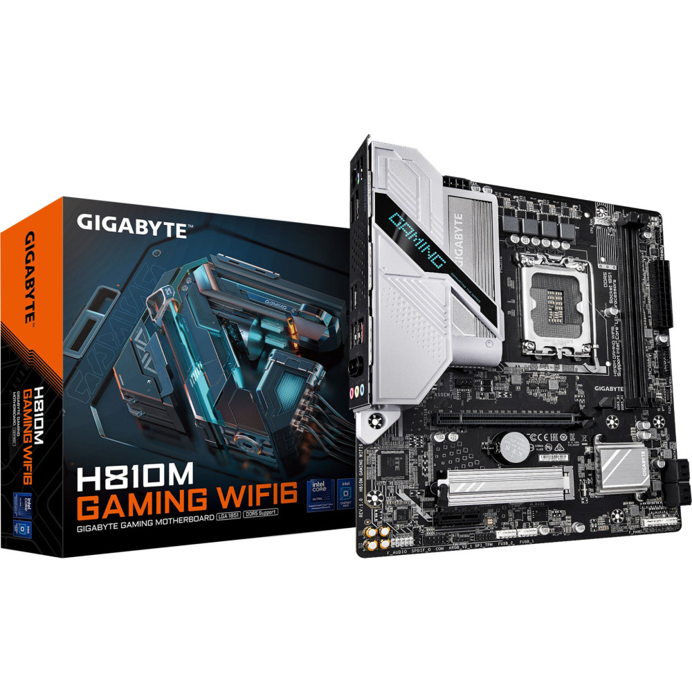 GIGABYTE H810M GAMING WIFI6 Scheda madre - CPU Intel Core Ultra (Serie 2), VRM a 4+1+2 fasi, fino a 6400 MHz DDR5, 1xPCIe 4.0 M.