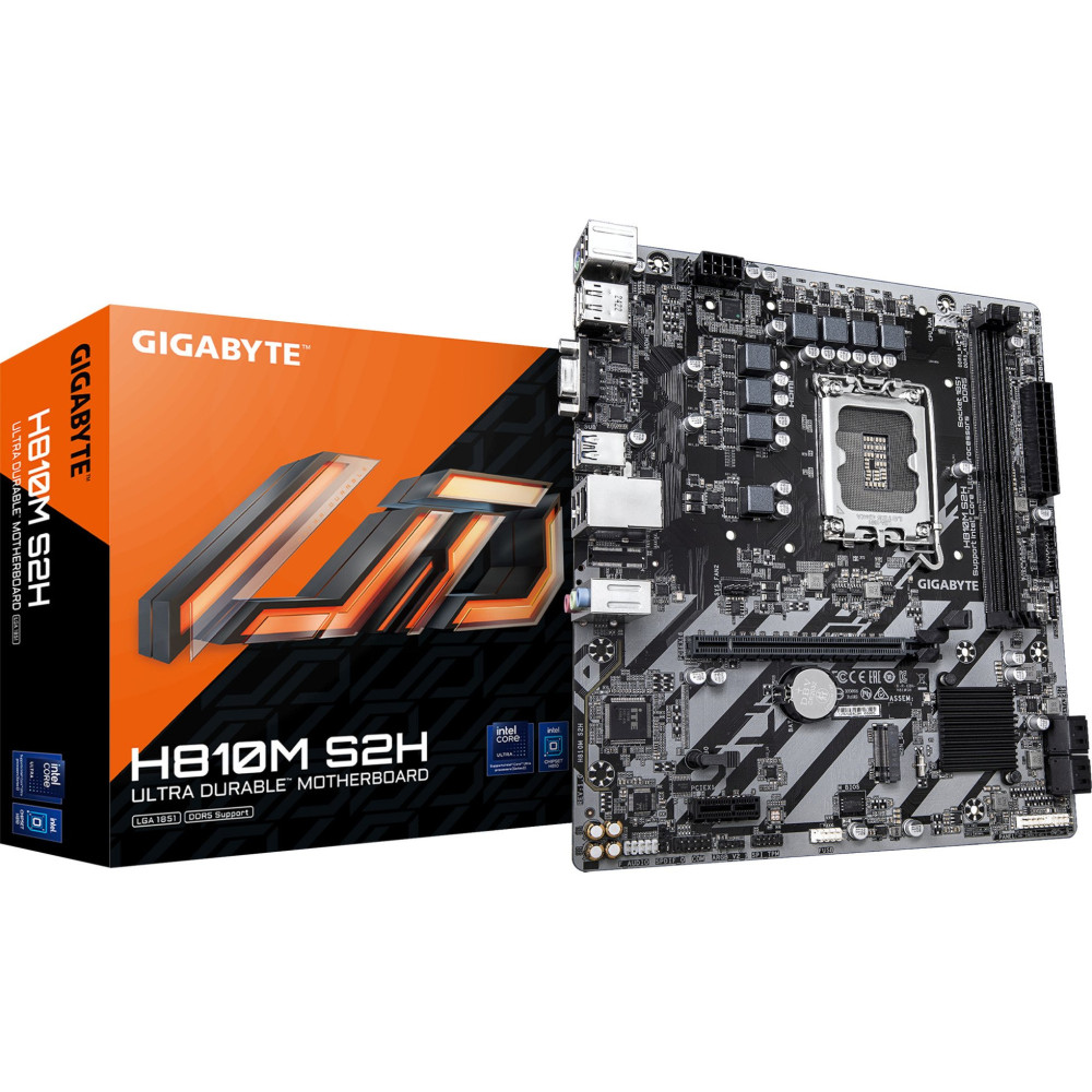 GIGABYTE H810M S2H Scheda madre - CPU Intel Core Ultra (Serie 2), VRM a 4+1+2 fasi, fino a 6400 MHz DDR5, 1xPCIe 4.0 M.2, LAN 1G