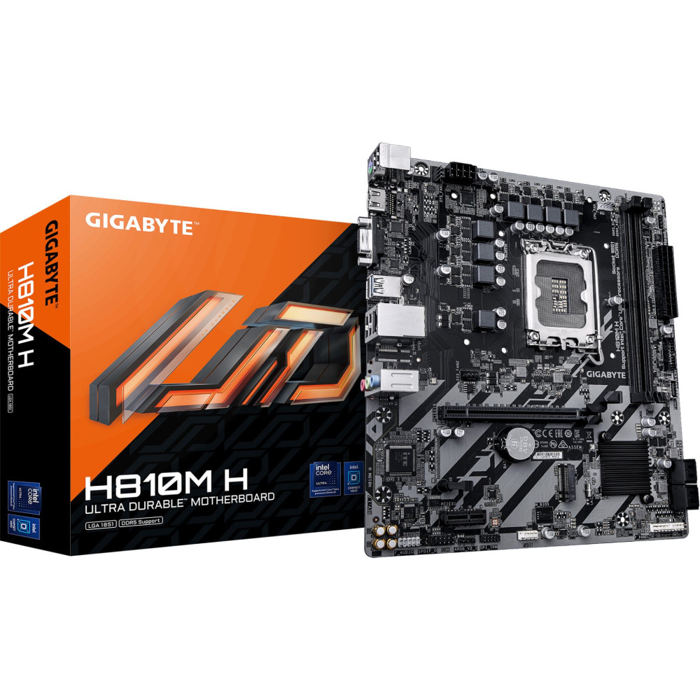 GIGABYTE H810M H Scheda madre - CPU Intel Core Ultra (Serie 2), VRM a 4+1+2 fasi, fino a 6400 MHz DDR5, 1xPCIe 4.0 M.2, LAN 1GbE