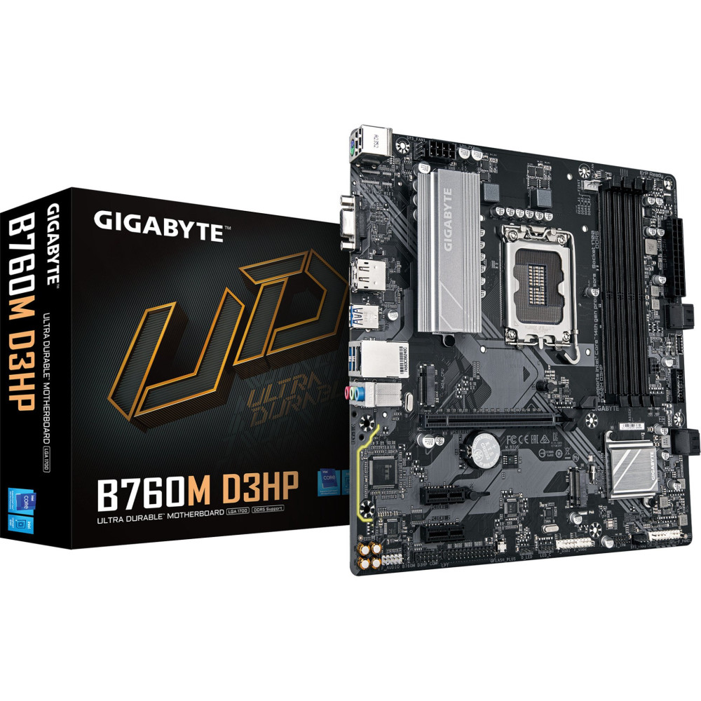 GIGABYTE B760M D3HP Scheda Madre - CPU Intel Core di 14ª Generazione, VRM 4+1+1 fasi, fino a 5600 MHz DDR5, 2xPCIe 4.0 M.2, LAN 