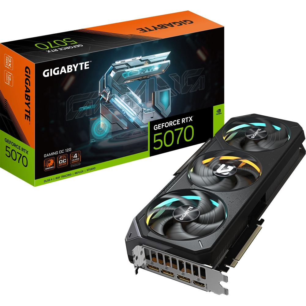 GIGABYTE GeForce RTX 5070 GAMING OC 12G Scheda Grafica - 12GB GDDR7, 192 bit, PCI-E 5.0, 2625 MHz Core Clock, 3 x DP 2.1a, 1 x H