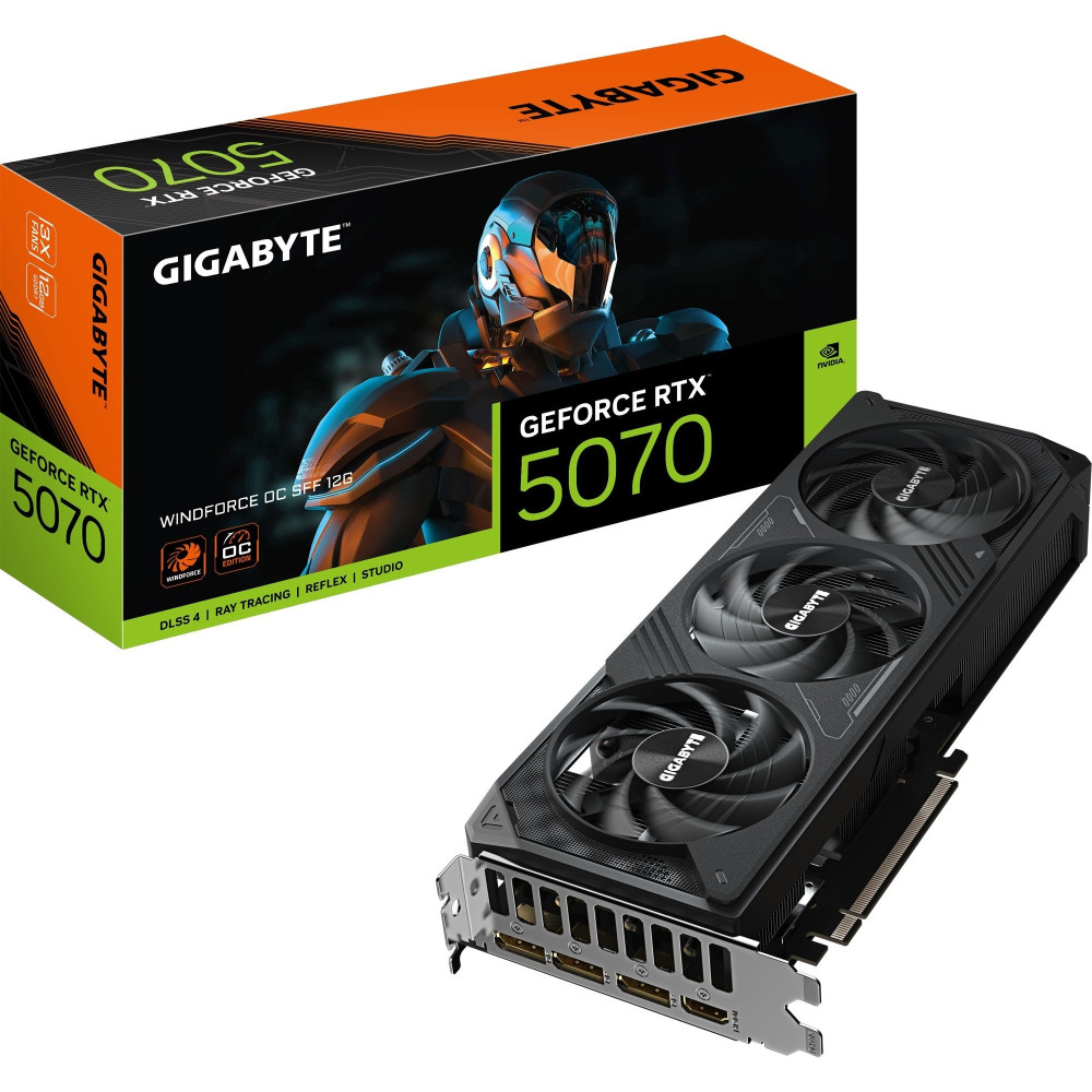 GIGABYTE GeForce RTX 5070 WINDFORCE OC SFF 12G Scheda Grafica - 12GB GDDR7, 192 bit, PCI-E 5.0, 2542 MHz Core Clock, 3 x DP 2.1a