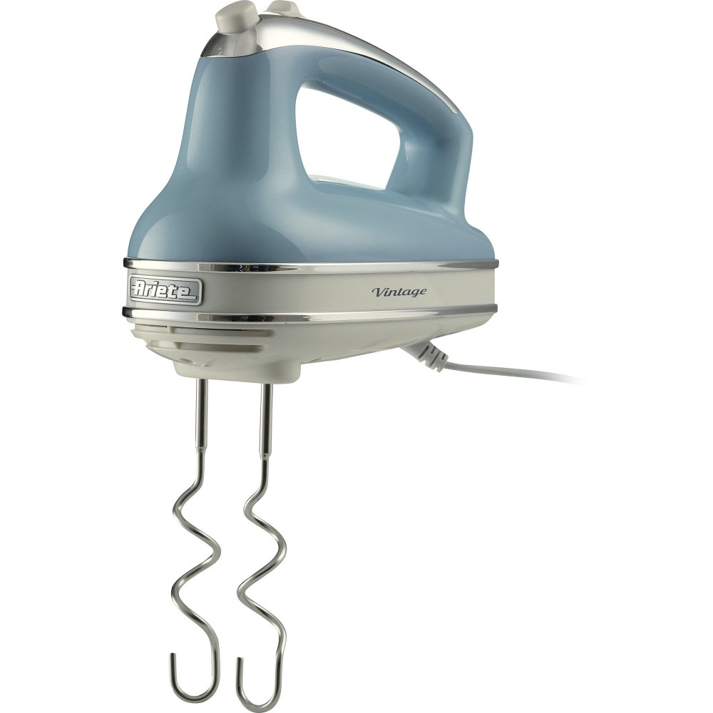 Ariete 1548 Sbattitore Vintage, 450W, 5 velocità, Funzione turbo, 2 fruste, Celeste, Mixer manuale