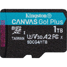 Kingston 1 TB microSDXC Canvas Go Plus Gen4 200R A2 U3 Confezione singola senza ADP, Scheda di memoria