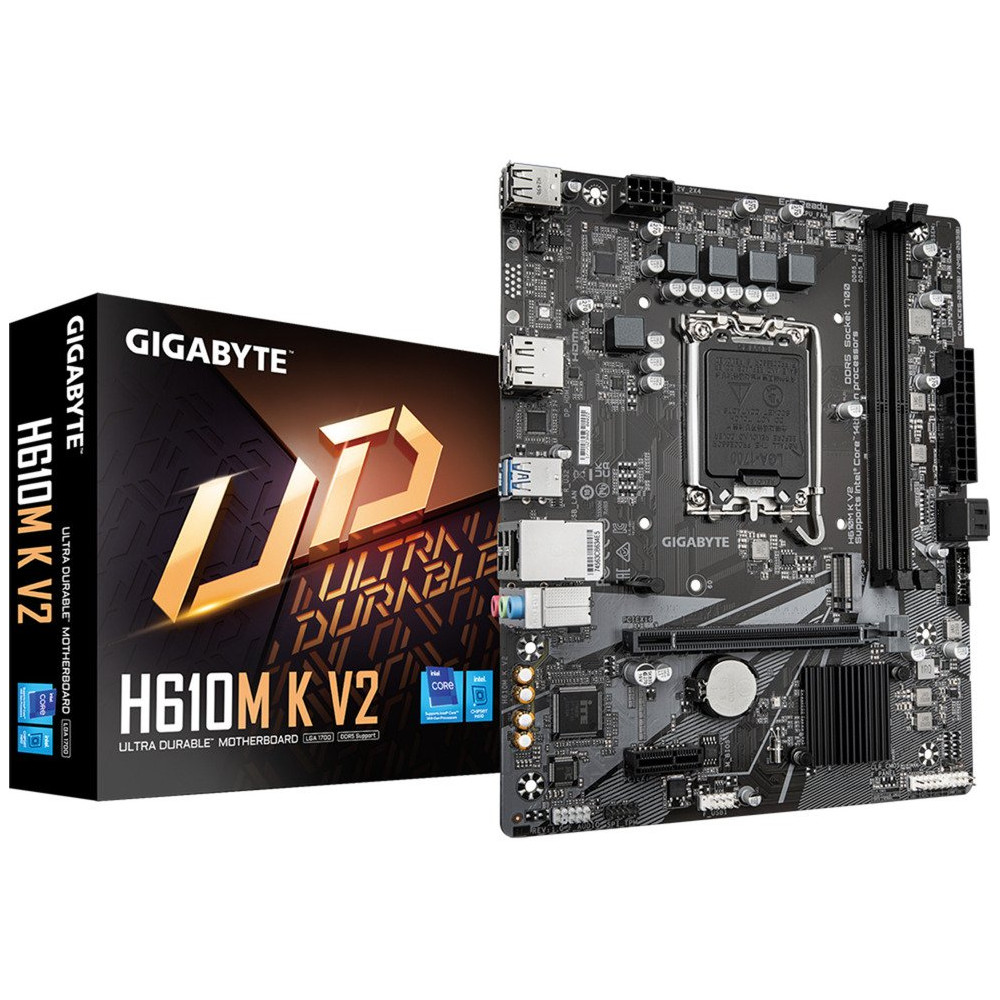 GIGABYTE H610M K V2 Scheda madre - CPU Intel Core 14ª generazione, fino a 5600 MHz DDR5, 1xPCIe 3.0 M.2, LAN 1GbE, USB 3.2 Gen 1