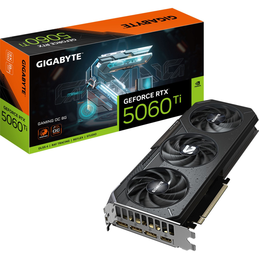 GIGABYTE GeForce RTX 5060 Ti GAMING OC 8G Scheda Grafica – 8 GB GDDR7, 128 bit, PCI-E 5.0, 2647 MHz Frequenza del core, 3 x Disp