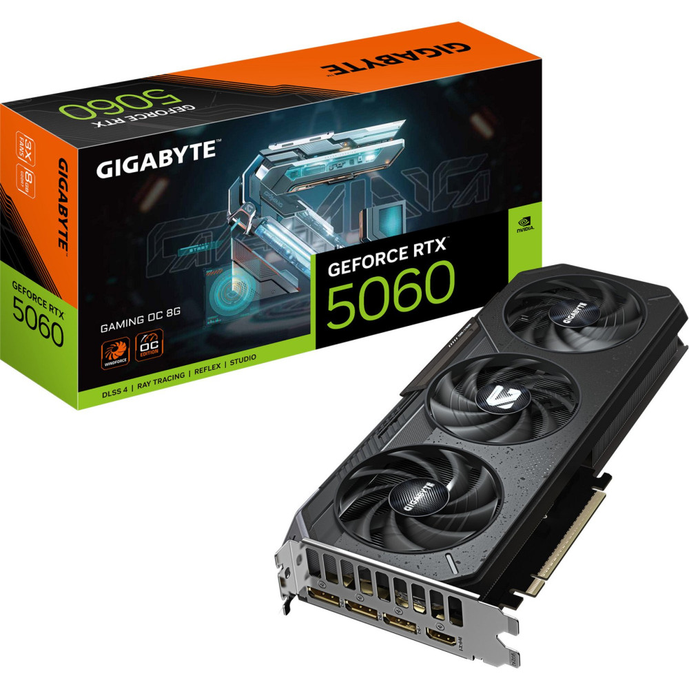GIGABYTE GeForce RTX 5060 GAMING OC 8G Scheda Grafica - 8GB GDDR7, 128bit, PCI-E 5.0, 2595 MHz Frequenza core, 3 x DisplayPort, 