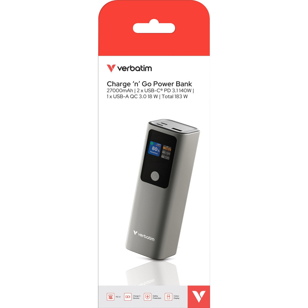 Verbatim 32269 batteria portatile Ioni di Litio 27000 mAh Grigio, Powerbank