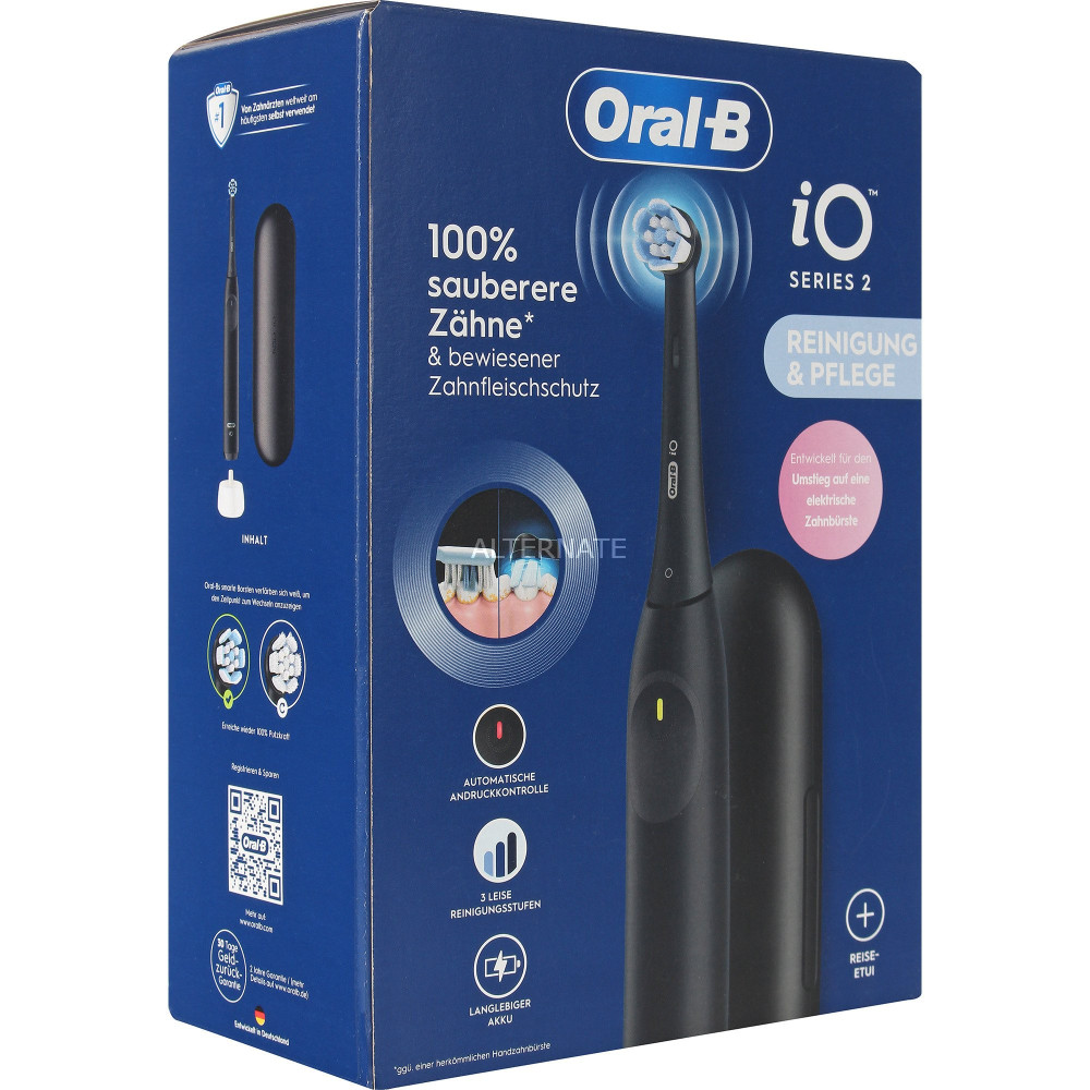 Braun iO SERIE 2 Adulto Spazzolino a vibrazione Nero, Spazzolino da denti elettrico