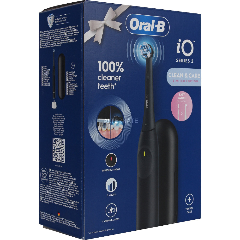Braun iO Series 2 Adulto Spazzolino a vibrazione Nero, Spazzolino da denti elettrico