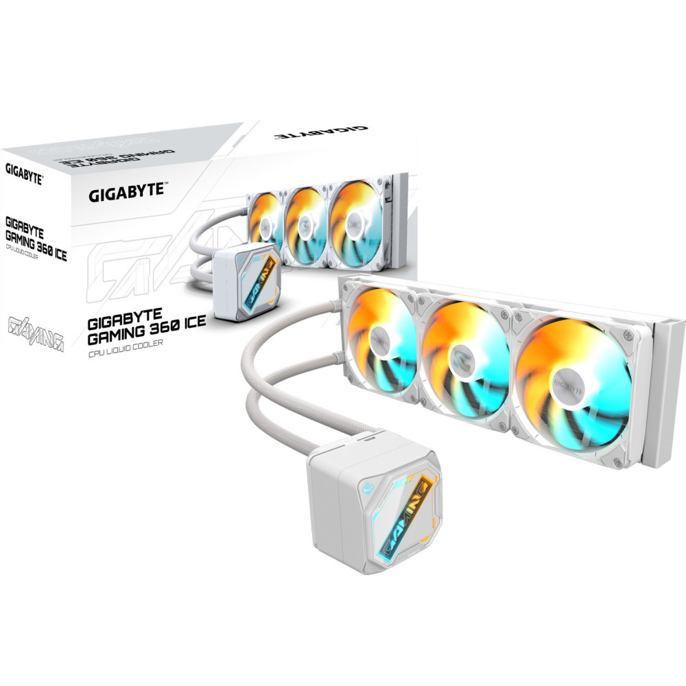 GIGABYTE GAMING 360 ICE Raffreddamento Liquido per CPU - 3x120 mm Ventole ARGB, Meccanismo di bloccaggio a scorrimento, DAISY-CH