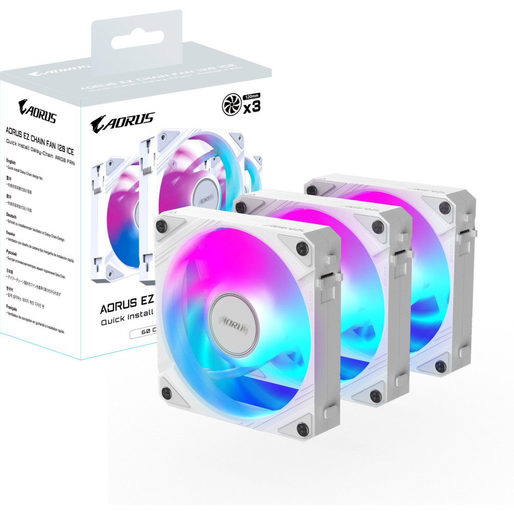 GIGABYTE AORUS EZ CHAIN FAN 120 ICE Scheda madre Ventilatore 12 cm Bianco 1 pz, Ventola