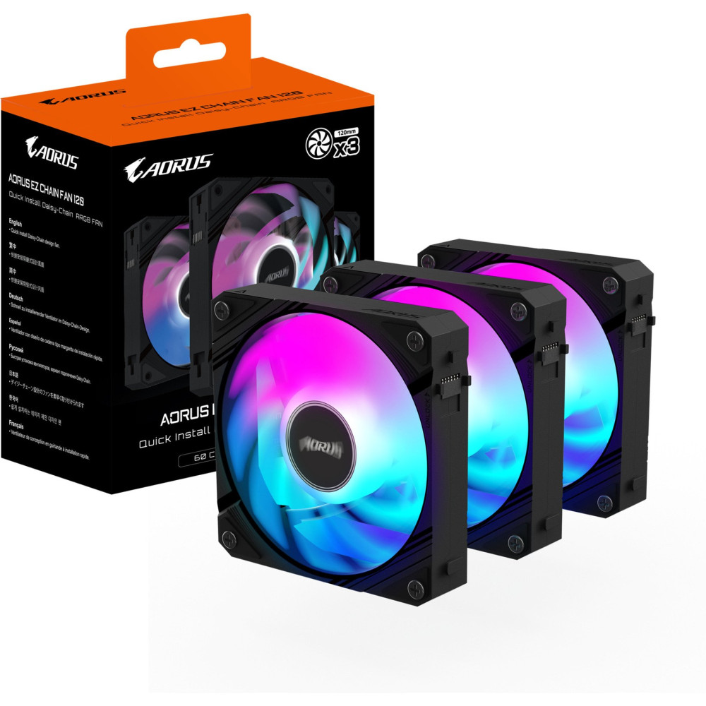 GIGABYTE AORUS EZ CHAIN FAN 120 (3-Pack) Scheda madre Ventilatore 12 cm Nero 3 pz, Ventola