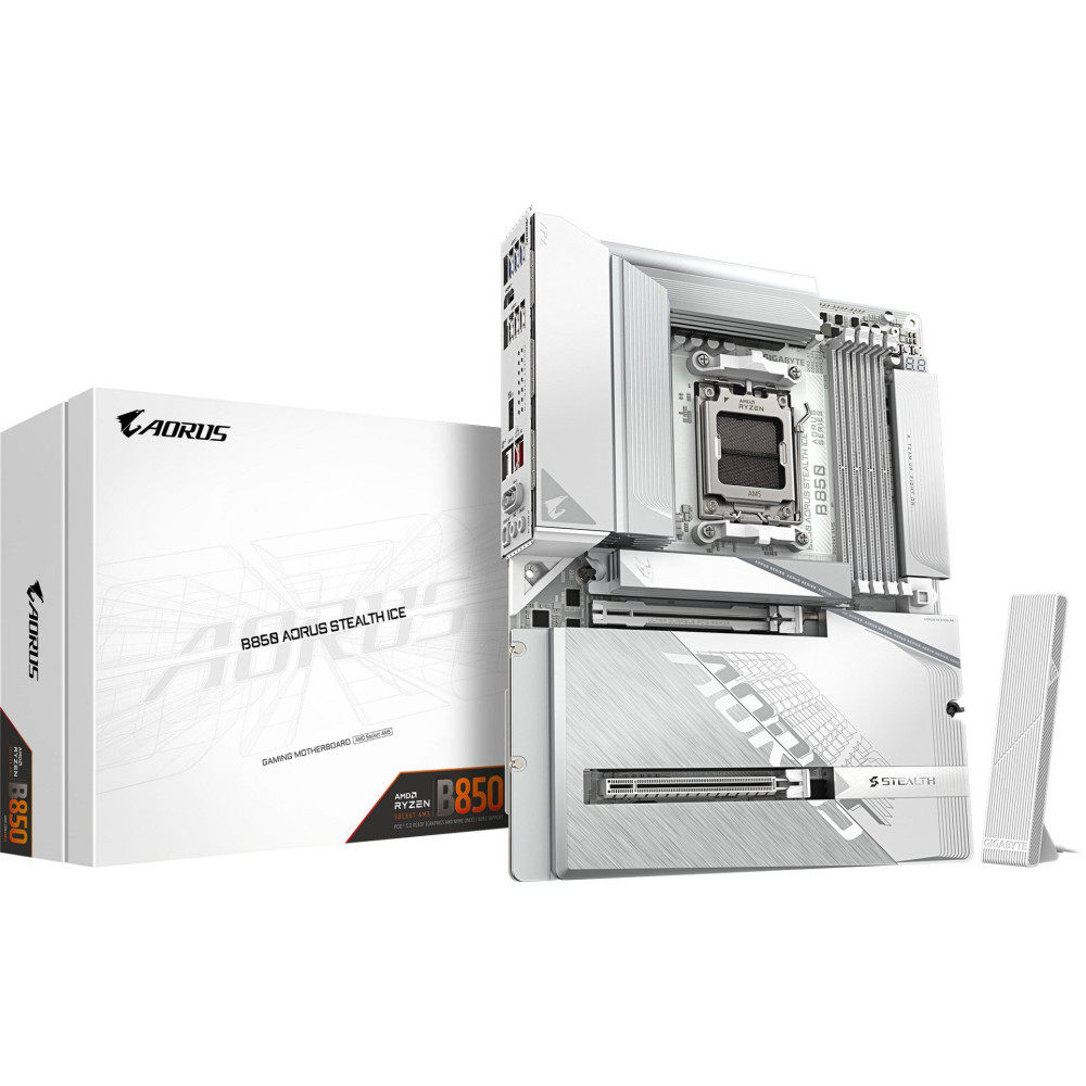 GIGABYTE B850 AORUS STEALTH ICE Scheda Madre – CPU AMD Ryzen serie 9000, VRM digitale a 14+2+2 fasi, fino a 8200 MHz DDR5 (OC), 