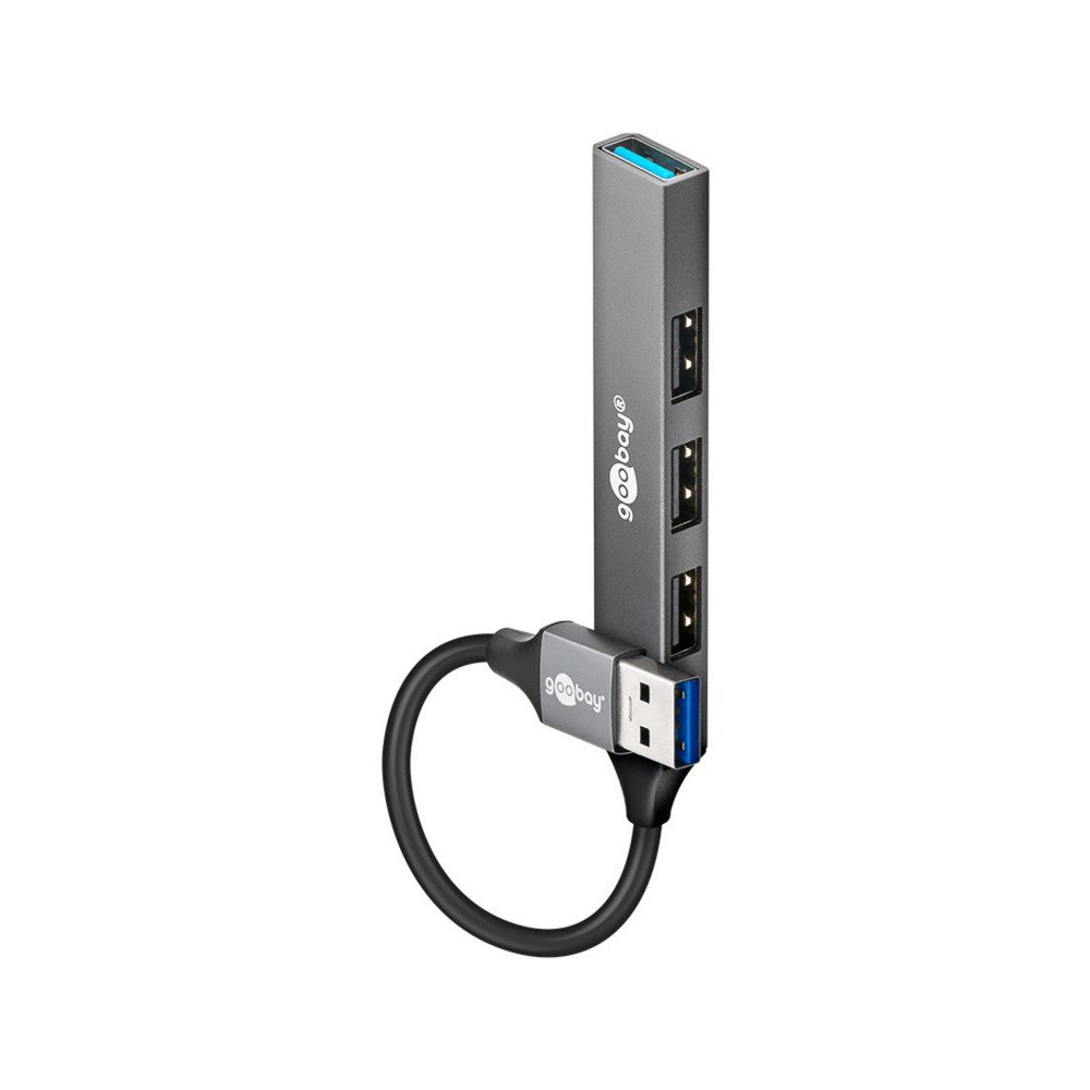 goobay Hub USB sottile a 4 porte, USB-A a USB-A, USB 3.2