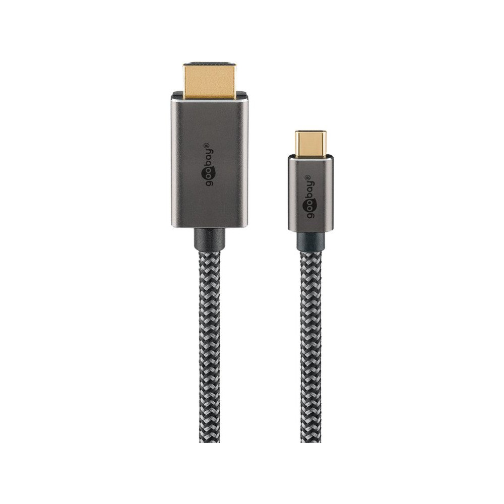 goobay Cavo adattatore USB in tessuto, connettore USB-C > connettore HDMI, 4K / 60Hz