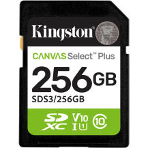 Kingston 256GB SDXC Canvas Select Plus Gen3 150MB/s C10 UHS-I U1 V10, Scheda di memoria