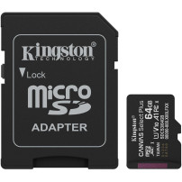 Kingston 64GB microSDXC Canvas Select Plus Gen3 100MB/s A1 (Adattatore SD incluso), Scheda di memoria