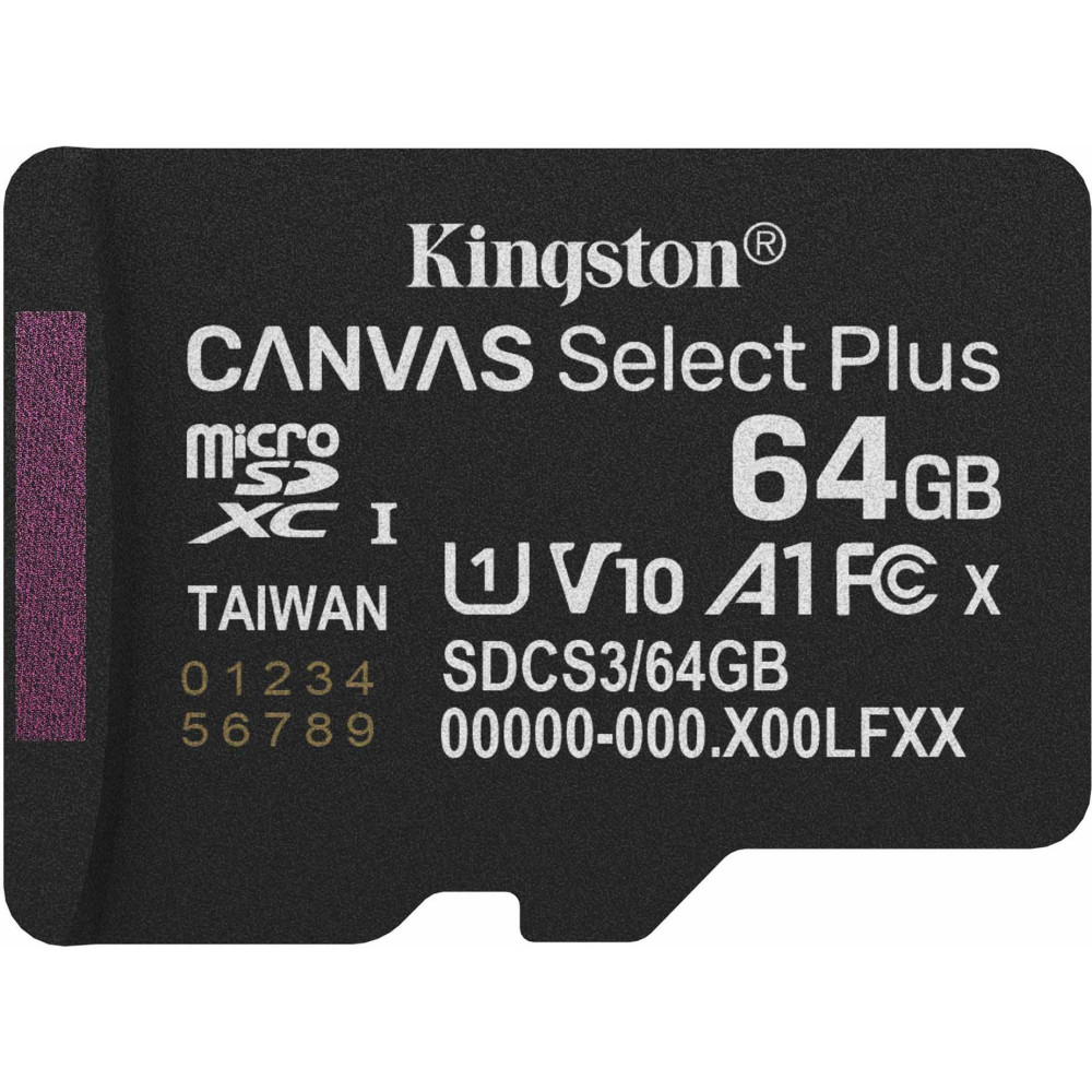 Kingston 64GB micSDXC Canvas Select Plus Gen3 100R A1 (Adattatore SD non incluso), Scheda di memoria