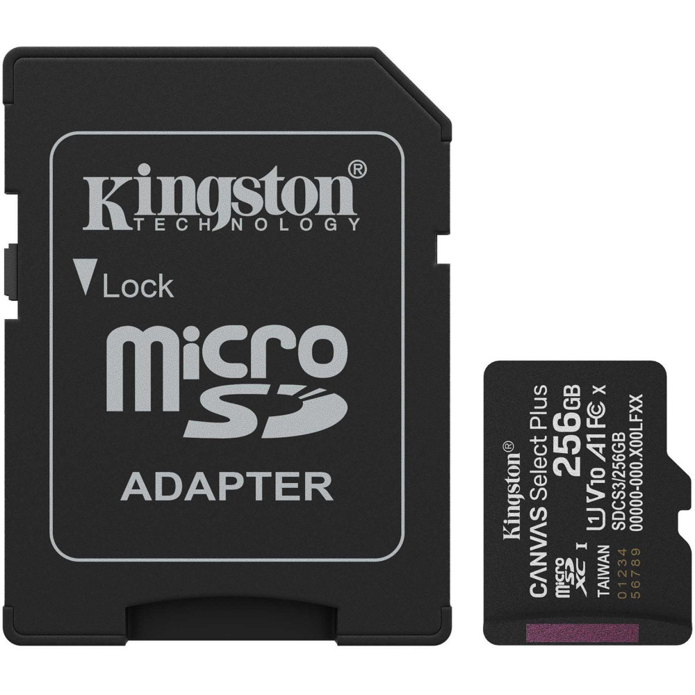 Kingston 256GB microSDXC Canvas Select Plus Gen3 150MB/s A1 (Adattatore SD incluso), Scheda di memoria