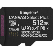 Kingston 512GB micSDXC Canvas Select Plus Gen3 150R A1 (Adattatore SD non incluso), Scheda di memoria