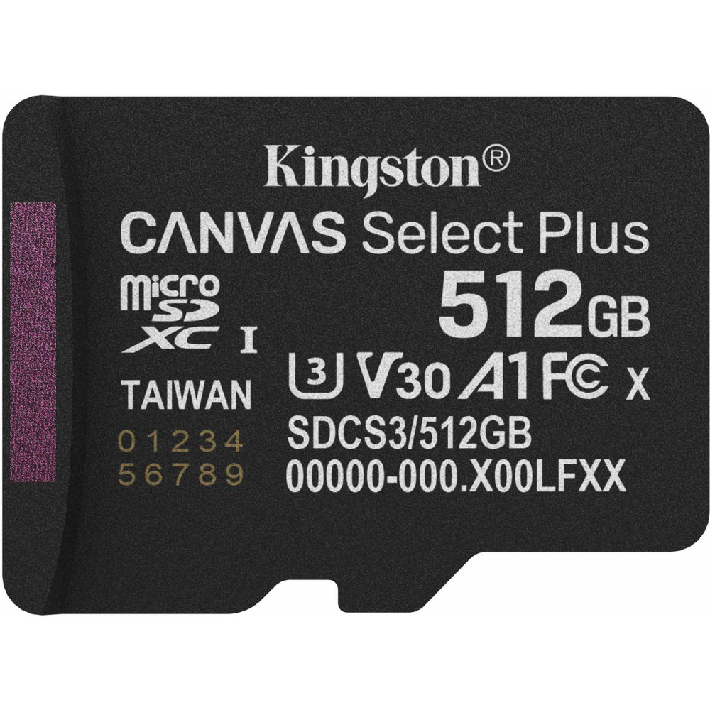 Kingston 512GB micSDXC Canvas Select Plus Gen3 150R A1 (Adattatore SD non incluso), Scheda di memoria